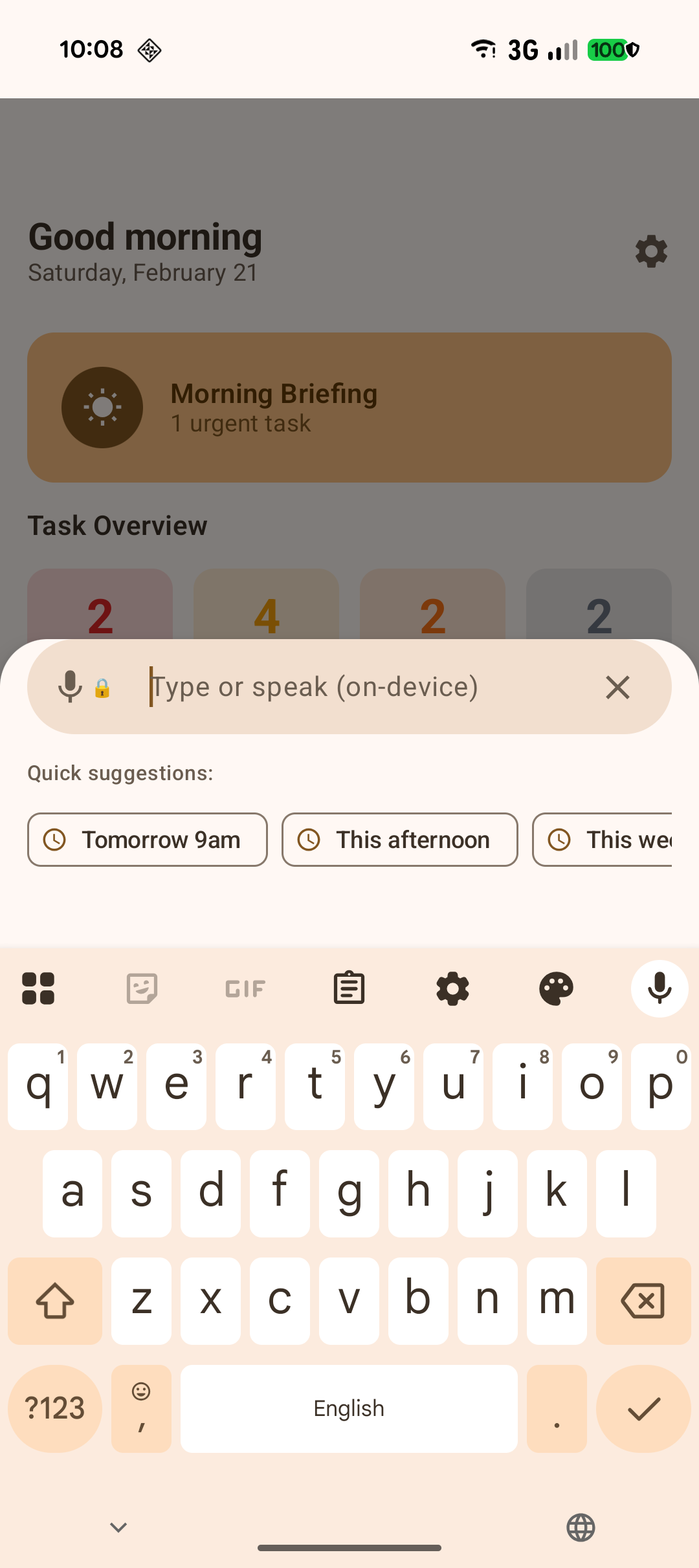 Quick task capture with AI classification